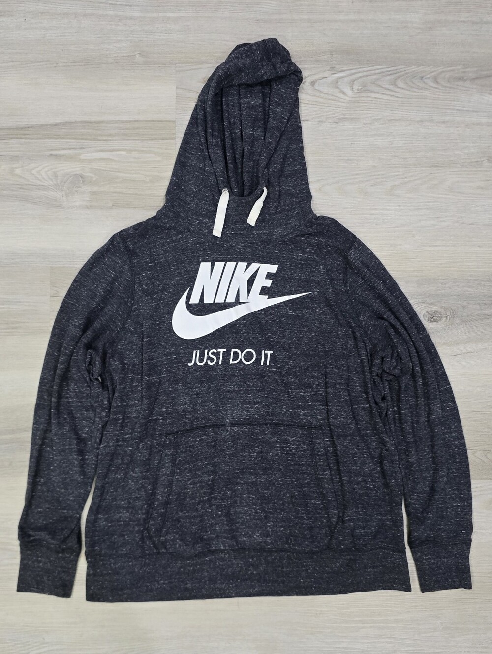 Nike Womens Dark Heather Gray Light Weight Hoodie with White Logo Size 1X